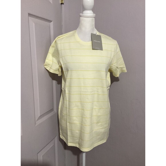 Everlane Tops - Everlane Organic Cotton Crew Neck Short Sleeve Yellow Striped T-Shirt L